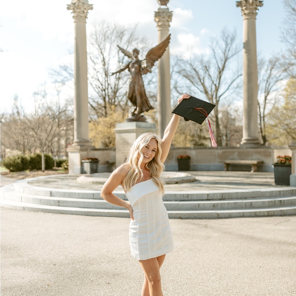 Elegant White Strapless Dress with Pearl detail from Peppermayo